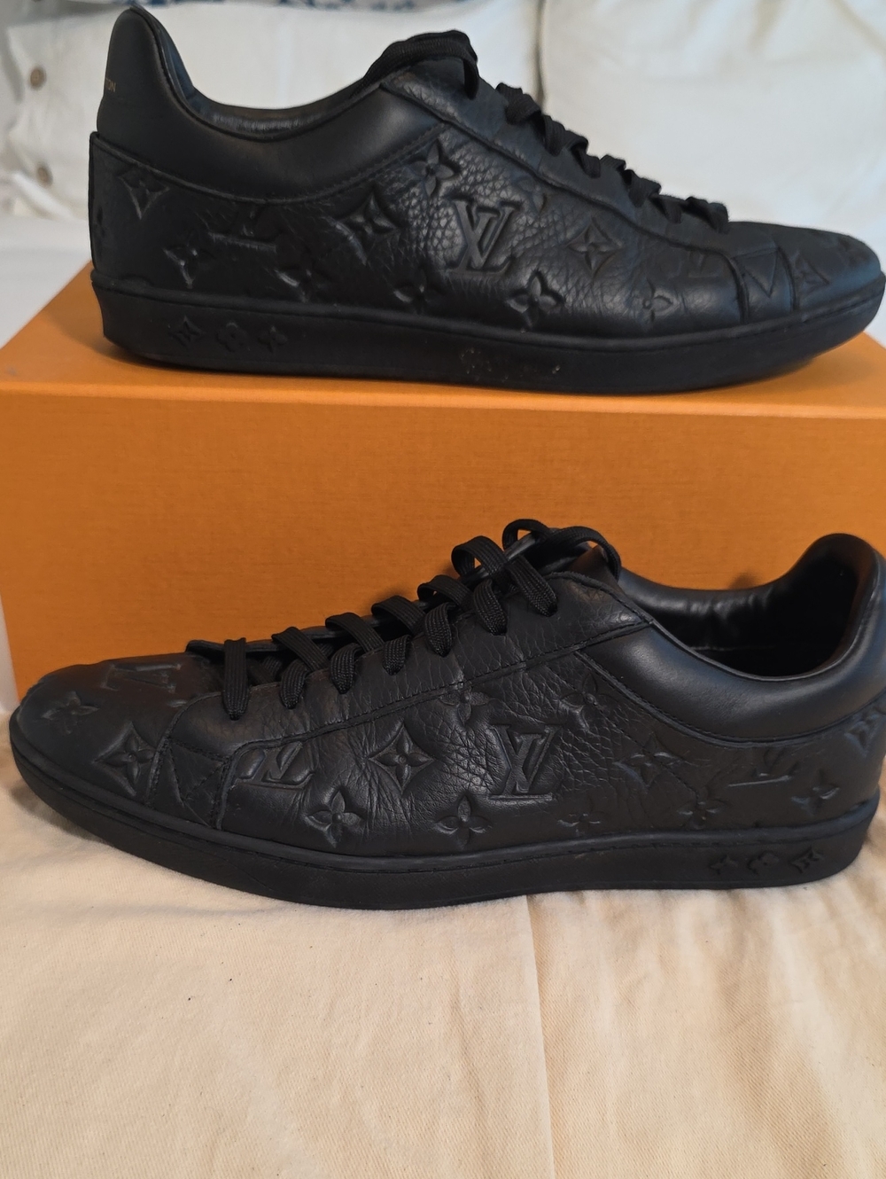 Louis Vuitton Luxemberg Black Embossed Logo Shoe, 9.5, 10.5 US